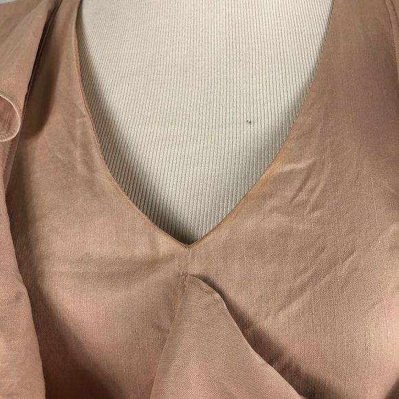 SAKS 5TH AVE Nude Pink Organza Ruffled Sleveless V-neck Mini Dress - Picture 4 of 10